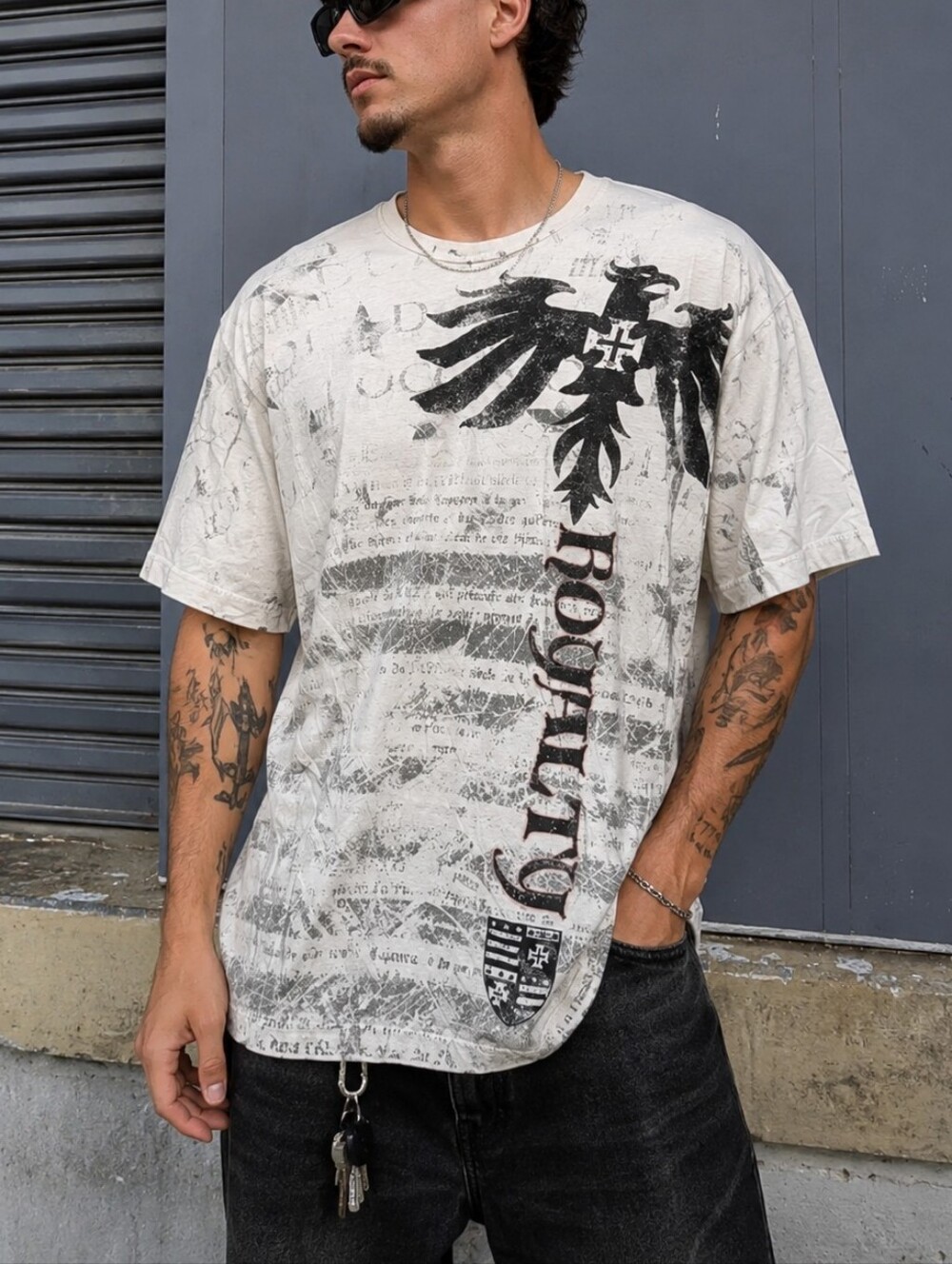 Konflic Graphic Eagle T-Shirt XL Gothic Biker Streetwear Tee